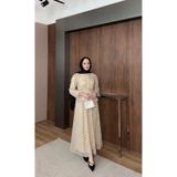 nurvina modest wear Puantiyeli Astarlı Tül Etek Bluz İkili Takım BEJ