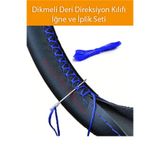 Nuryak Oto Aksesuar Hyundai İ20 Uyumlu Mavi Dikiş Dikmeli Deri Direksiyon Kılıfı