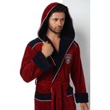 Nuşa Atletic Sport Nakışlı Bambu Cotton Kapşonlu Erkek Bornozu - 2XL - Bordo