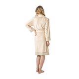 Nuşa Bej Dantelli Bambu Cotton Bayan Bornozu Bej S