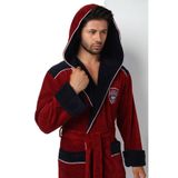 Nuşa Erkek Kapüşonlu Nakışlı Bambu Pamuk Sport Model Yumuşak Emici Lüks Bornoz