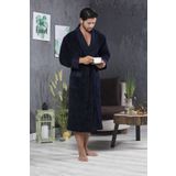 Nuşa Erkek Lacivert Kapitone Bambu Cotton Bornoz