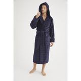 Nuşa Jakarlı %100 Cotton Erkek Bornozu - Lacivert - XL