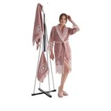 Nuşa Krem Dantelli Bambo Cotton Bornoz set Açık Gül Kurusu L/XL