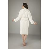 Nuşa Krem Dantelli Bambu Cotton Bayan Bornozu - 2XL