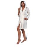 Nuşa Krem Dantelli Bambu Cotton Bayan Bornozu Krem L/XL