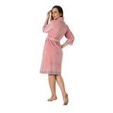 Nuşa Küf Yeşili Dantelli Bambu Cotton Bayan Sabahlık Bornoz - M - Pudra