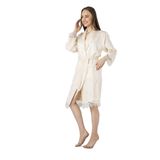 Nuşa Lacivert Saten Bukle Bambu Cotton Bayan Bornozu Krem L/XL