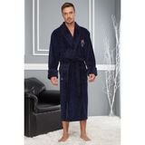 Nuşa Nakışlı Bambo Cotton Erkek Bornozu - XL - Lacivert