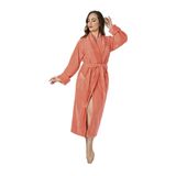 Nuşa Pembe Filoşlu Cotton Bayan Bornozu Koral XXL