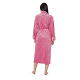 Nuşa Pembe Nakışlı Bambu Cotton Bayan Bornozu Pembe 3XL