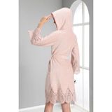 Nuşa Pudra Dantelli Bambo Cotton Bayan Bornozu - S