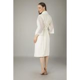 Nuşa Şalyaka Dantelli Bambo Cotton Bayan Bornozu - XL - Krem