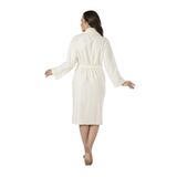 Nuşa Şerit Dantel Bambu Cotton Bayan Sabahlık Bornoz Krem XL