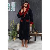 Nuşa Spartacus Nakış Bambo Pamuklu Erkek Bornozu - 2XL - Mavi - Pembe