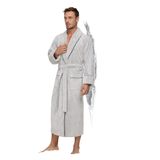 Nuşa Taş Rengi Pitikare Desenli Bambo Cotton Erkek Bornozu A.Gri 4XL