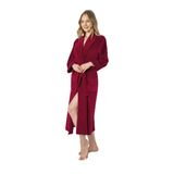 Nuşa Yaka Jakarlı Niki Kadife Bambu Cotton Bayan Sabahlık BORDO 4XL