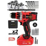 Nuspower Nuspower Çelik Mandrenli Metal Şanzıman Şarjlı Matkap 24 Parça Akülü Vidalama Seti 12V