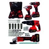 nuspower Profesyonel 21V Akülü Vidalama Matkap Kırıcı Delici Hilti Taşlama Somun Sökme 4'lü Set PRO4'LÜSETK