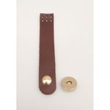 Nusrat Bilişim Çanta Aksesuar 11x2 cm Kızıl Kahve Gerçek Deri Düz Çanta Kapağı Light Gold Metalli gddk32