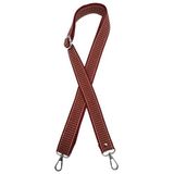 Nusrat Bilişim Çanta Aksesuar 120x3 cm Polyester Kolon Çanta Sapı Bordo Renk Bej Şeritli Gümüş Metalli