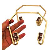 Nusrat Bilişim Çanta Aksesuar 15x14 cm Light Gold Renk Vidalı Metal Çanta Sapı Taba Renk Detaylı mtspe51