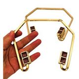 Nusrat Bilişim Çanta Aksesuar 15x14 Cm Light Gold Renk Vidalı Metal Çanta Sapı Taba Renk Detaylı Renksiz