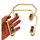 Nusrat Bilişim Çanta Aksesuar 15x14 cm Light Gold Renk Vidalı Metal Çanta Sapı Taba Renk Detaylı