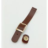Nusrat Bilişim Çanta Aksesuar 18x2,3 cm Kızıl Kahve Gerçek Deri Tokalı Çanta Kapağı Light Gold Metalli