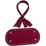 Nusrat Bilişim Çanta Aksesuar 25x12 Cm Suni Deri Nubuk Bordo Renk Taban Ve Pelikan Model Çanta Sapı Seti Gümüş Metalli