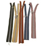 Nusrat Bilişim Çanta Aksesuar Başlıklı Fermuar Set 30 Cm Gümüş Metal 5 Adet (Haki ,Bej, Taba, Gri, Vizon)