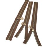Nusrat Bilişim Çanta Aksesuar Başlıklı Fermuar Set 30 Cm Light Gold Metal Vizon 3 Adet
