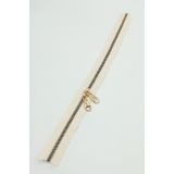 Nusrat Bilişim Çanta Aksesuar Çift Başlı Krem Fermuar Light Gold Metal 40 Cm