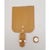 Nusrat Bilişim Çanta Aksesuar Gerçek Deri 21x12 cm Hardal Renk Çanta Kapağı Light Gold Metalli