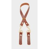Nusrat Bilişim Çanta Aksesuar Kızıl Kahve Renk 60x1.5 cm Gerçek Deri Çanta Sapı Light Gold Metalli gdks1022