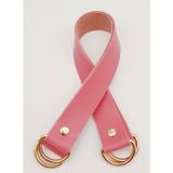 Nusrat Bilişim Çanta Aksesuar Suni Deri 38x2.5 cm Fuşya Renk Çift Çanta Sapı Light Gold Metalli