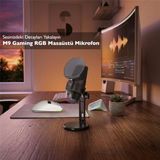 Nusrat Bilişim Hadron M9 Gaming Rgb Masaüstü Mikrofon Pop Filtreli Type-C 48KHZ 16BIT Siyah