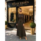 Nuss 2027 İpek Cupra Elbise - Kahve