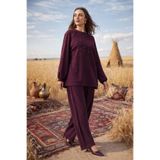 Nuss Kadın Taş Zımba Detay Tunik Pantolon Takımı, Mürdüm, Beden 1 Taş Zımba Detay Tunik Pantolon Takım 1076