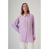 Nuss Oversize Basic Yazlık Gömlek, Lila, Kadın NS26-GMLK-3001