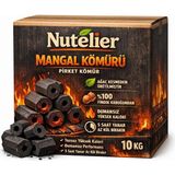 Nutelier Briket Mangal Kömürü 10 kg %100 Fındık Kabuğundan Üretilmiş Dumansız ve Yüksek Kalorili