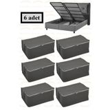 NUTEX 6 Adet Kapitone Desenli Baza Altı Saklama Hurcu 60x40x22 (GRİ)
