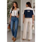 Nutika Kot Detaylı Crop Ceket - Laci - Laci - Ekru