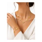 Nutly Accessories Kadın Yonca Model Kolye Bileklik Seti Çelik Takı Seti Şans Yonca Zarif Kombin Set Kararmaz
