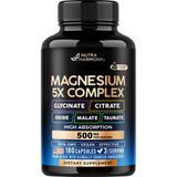 Nutra Harmony Magnesium 5-In-1 Complex | Glycinate, Citrate, Oxide, Malate & Taurate 500 Mg 180 Capsules - aromasız