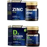 Nutraxin 15 Mg Çinko Minerali Içeren Takviye Edici Gıda 100 Tablet + D3 Vitamini 120 Tablet - --