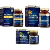 Nutraxin B1, B2, B3, B5, B6, B12 Içeren B Vitamin 60 Tablet+Vitamin Max 60 Tablet+D3 Vitamin 120 Tablet - Sade