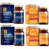 Nutraxin B1, B2, B3, B5, B6, B12 Içeren B Vitamini 60 Tablet X2 Adet + C Vitamini 1000 Mg 30 Tablet X2 Adet - Sade
