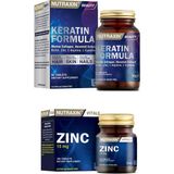Nutraxin Beauty Keratin Formula 60 Tablet + Vitals Zinc Sulphate 15 Mg 100 Tablet Çinko - --