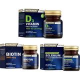 Nutraxin Biotin 30 Tablet+Selenium 100MCG 100 Tablet+D3 Vitamini 120 Tablet